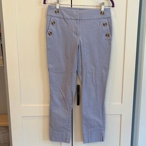 LOFT Blue and White Striped Ankle Pants